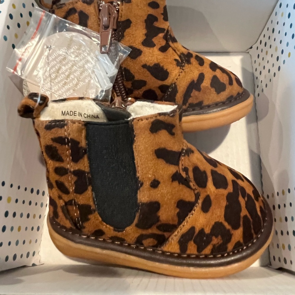 Leopard Print Baby Booties